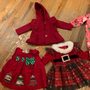 Festive Red Baby Dresses and Coat Set